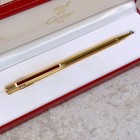 Vintage Cartier Ballpoint Pen 18k Gold Finish Red Clip With Case