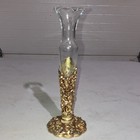 Vintage Matson Gold Plated Filigree Rose Bud Vase 8 1 2     H X 3    Base 
