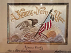 Antique Silk Embroidary American Patriotic Panel New Years 1892 Eagle Flag