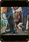 1982 Nocona Boots Cowboy Vs Grizzly Bear Vntg-look Decorative Replica Metal Sign