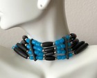 Native American Indian Style Buffalo Bone Choker Necklace Beaded Tradition Blue