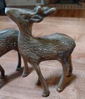 Vintage Pair Of Spotted Brass Deer   A Buck And Doe
