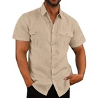 Men s Button Down Dress Shirt Casual Short Sleeve Fit Cotton