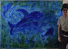 Mark Little painting    81    X 62    Extra Large abstract xxl giant 48 60 72 whale xl