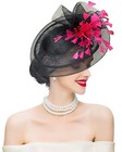 Z x Sinamay Fascinator Hat Floral Feather Pillbox Derby Hats For Women Weddin   