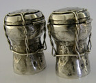 Rare 190g Sterling Silver Champagne Cork Salt   Pepper Pots 2001 Wedding Gift
