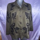 Lucky Brand Women   s Olive Green Military Style Embroidered Jacket Sz M