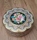Vintage Daher Floral Mosaic 8  Round Tin Made In England