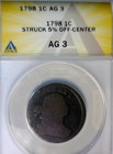 1798 Error Anacs Off Center Draped Bust Large Cent Coin Nice Early O c Free Ship