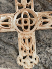Vtg Free Standing Cross Cast Iron Dual Sided Rustic Decor Farmhouse Ornate 16 