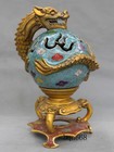 10  Cloisonne Enamel Bronze Gilt Myth Dragon Ball Incense Burner Censer Chinese