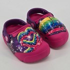 Crocs Fun Lab Rainbow Heart Star Light Up Clogs Kids Pink Purple Shoes Sz C6 Euc
