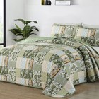  Quilt Set Size 3 Pieces Patchwork Plaid Bedspread Coverlet Set  Queen Green