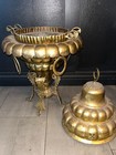 Antique Large Turkish Brass Mangal Brazier  Tent Warmer  Hot Pot