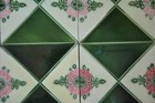 4 Pc Vintage Majolica H r Floral Decorative Art Ceramic Tiles   Japan