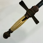 Civil War Militia Saber Sword With Leather Scabbard Etched Rough Condition