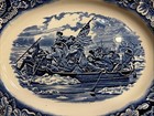 Vintage Liberty Blue Washington Crossing The Delaware Staffordshire 14  Platter