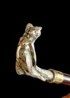 Antique French Art Nouveau Silver Plated Walking Cane Stick Sculpted Nymph Nude   