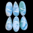 6 Pcs Natural Larimar 23-26mm Mix Size Loose Cabochon Untreated Gemstones Lot