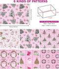 Christmas Wrapping Paper Sheets For Girls  Pink Vintage Santa Claus  Christmas T