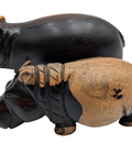 Pair Of Hand Carved Ebony Hippopotamus Africa