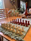 Halsam Company 32 Plastic Chess Men Red And White  Vintage Rottgames Case