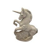 Vintage 1990s Flambro Porcelain Unicorn Figurine Cream Monochromatic