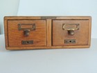 Antique Dovetail Oak 2 Drawer Library Bureau Sole Makers Index Card File Box