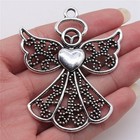 2 5pcs Antique Silver Large Angel Ornament  Keychain 54x68mm Ggs360-14576