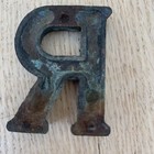 Antique Cast Iron Letter  r  From Old Building Or Sign Metal