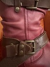 Earth Everwood - Leather Boots Size 8 5 Red Wine With Brown Straps  Calf Height