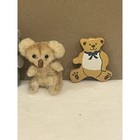 Vintage Miniature Teddy Bear Figurine Lot Wood Carvings   Plush Animals 6 Pc