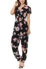 Aulin   Collection Womens Short Cap Sleeve V-neck Long Pants Romper Jumpsuit