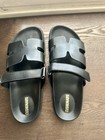 Cushionaire Men s Black Slide Sandals Adjustable Strap Buckle Closure