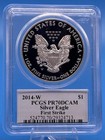 2014 W Proof Silver Eagle Pcgs Pr70 Dcam Signed By John Mercanti - Flag Label