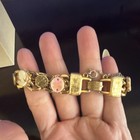 Gold Tone Oval Cameo Portrait Bracelet Metal Beige Charm Jewelry
