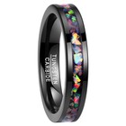 Black Tungsten Wedding Engagement Band For Men  4mm   8mm  Crushed Opal Inlay  C