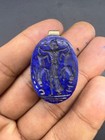 Ancient Old Sassanian Dynasties King On Hunt Scene Engraved Lapis Stone Pendent
