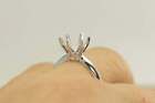 8mm 14k White Gold Over Round Diamond Semi Mount Engagement Wedding Ring Women s