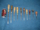 10-vintage antique Wood Handled Screwdrivers Various Sizes Includes 1-hole Punch