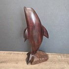 Vintage 1970s Ironwood Dolphin Sculpture Hand Carved Ocean Mammal 11  Tall 
