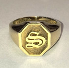 Vintage 925 Sterling Silver Gold Vermeil Signet Initial   S   Pinky Ring Size 3