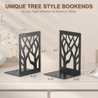 Vfine 4-piece Modern Metal Bookends For Shelves  Black Tree Book Ends For Books