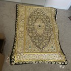 Rare Jewel Carpet Kashmir Zardozi Gold Tapestry Wall Hanging Semi Precious Stone