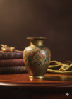 Rare Antique Hand-engraved Brass Vase     Elegant Floral Art  Timeless Luxury