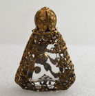 Vintage Miniature Glass Perfume Bottle W  Germany Ornate Filigree Rhinestone