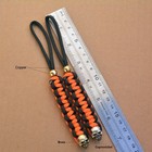 2 Pk 550 Paracord Knife Lanyard Black   Orange With Copper Skull Bead