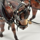Rare Vintage Wooden Horses  With Tooled Leather Bridle Reins Draft Team