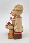 Vintage Russian Folk Art Wooden Figurine Boy Girl Tray Of Berries Birthday 1978