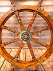 Large 36   Nautical Boat Ship Wooden Steering Wheel With Brass Center   Vintage